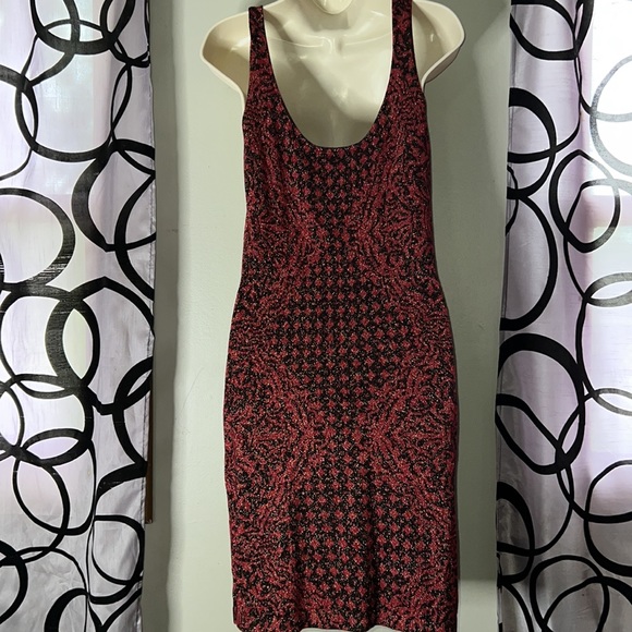 Women's ROCK & REPUBLIC Red Black Stretch Dress Large - Picture 11 of 14